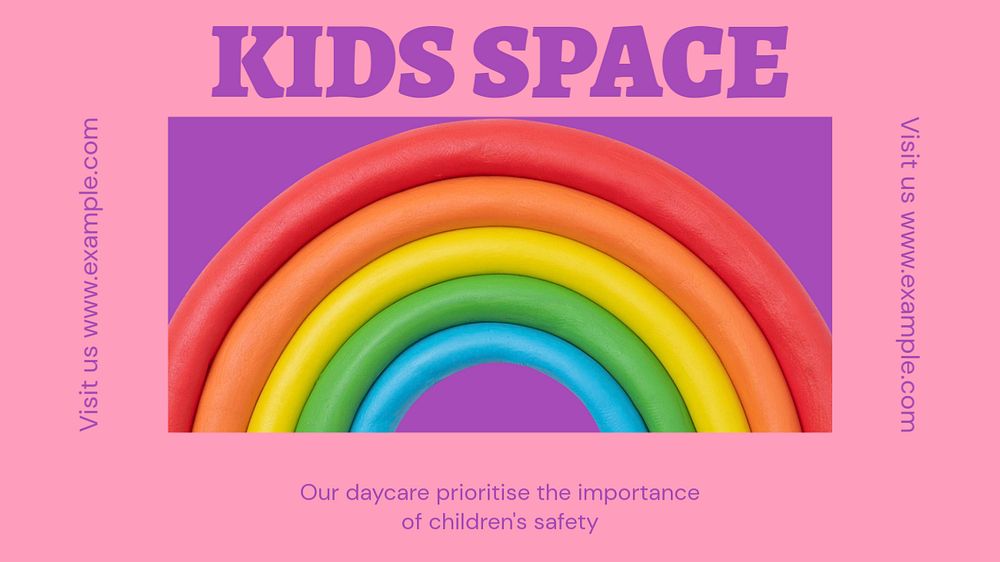 Kids space blog banner template, funky editable design