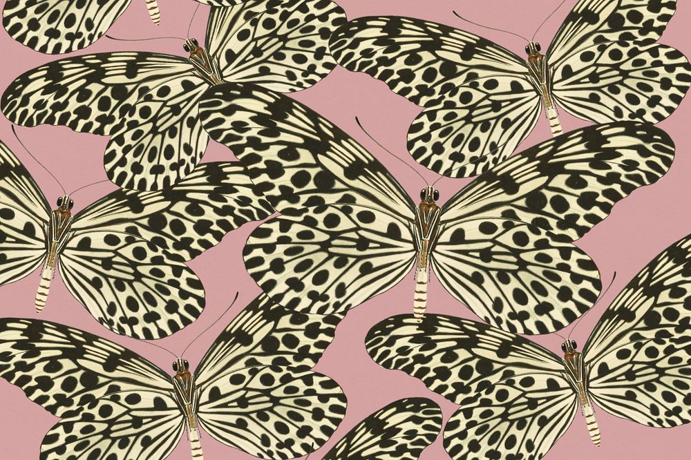 Vintage butterfly patterned background, editable E.A. Séguy's design, remixed by rawpixel