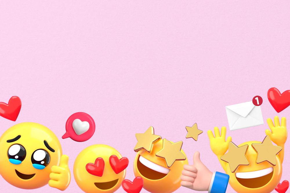 Social media engagement background, 3D emoji editable design