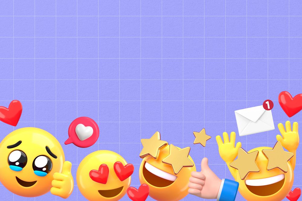 Social media engagement background, 3D emoji editable design