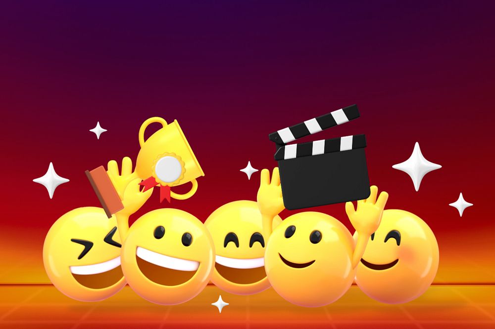 Film awards red background, 3D emoji editable design