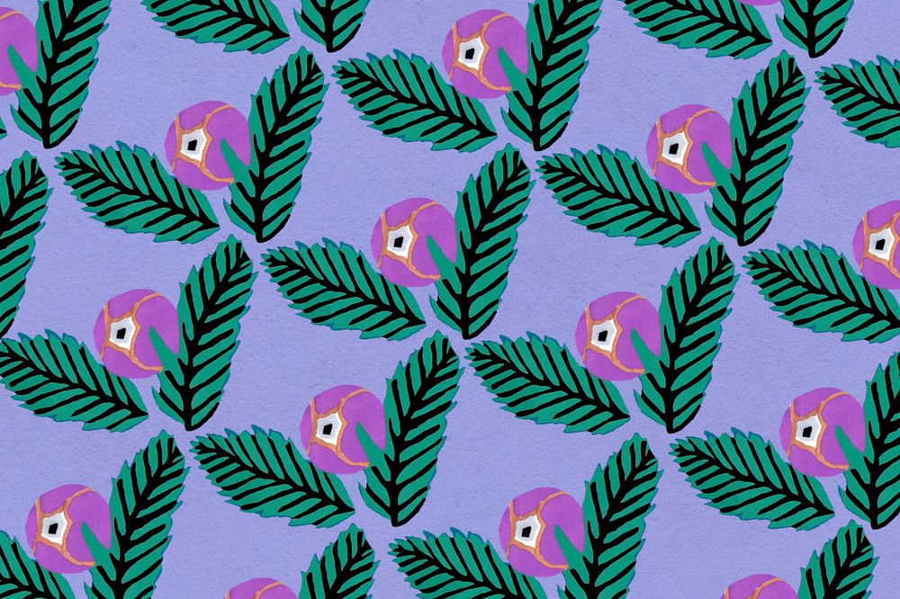 Purple flower patterned background, editable E.A. Séguy's vintage botanical design, remixed by rawpixel