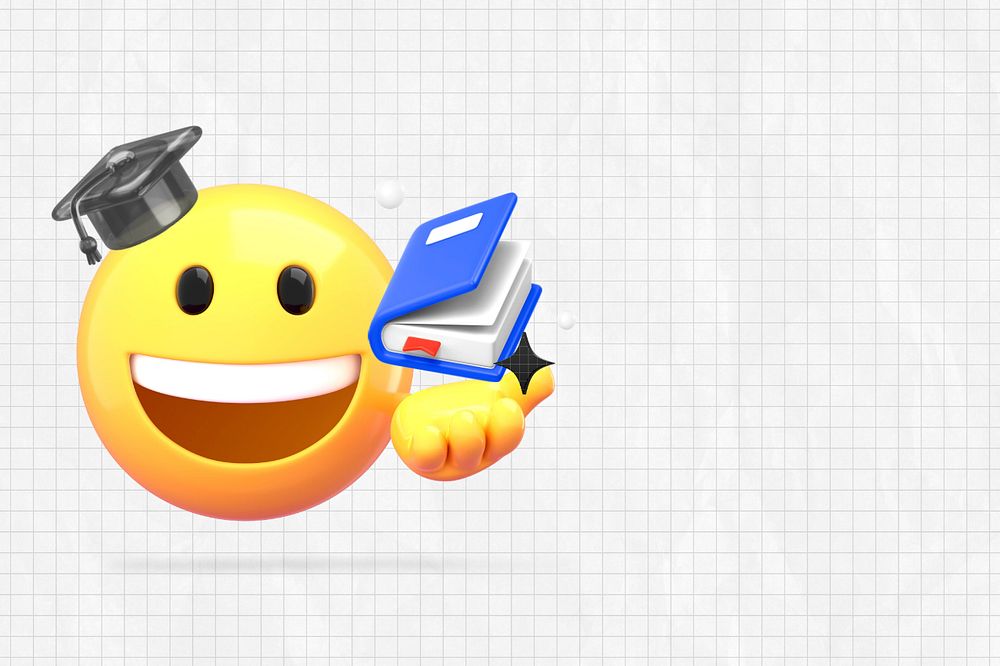 3D emoticon education grid background editable design