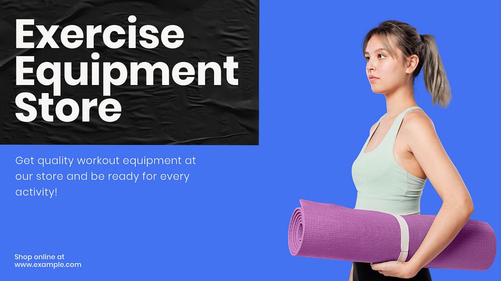 Exercise equipment store blog banner template, customizable design