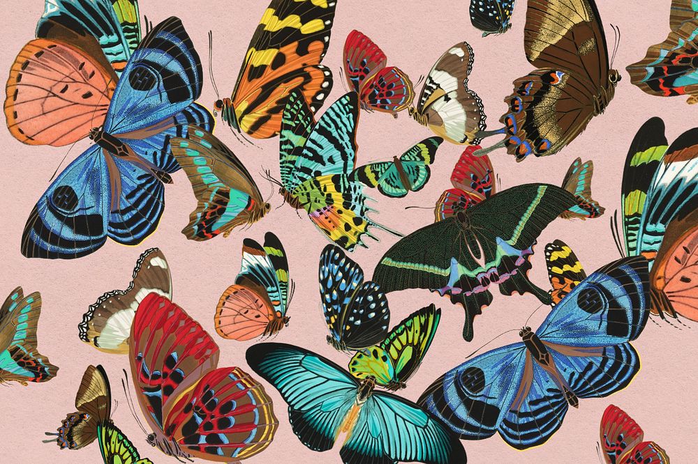 E.A. Séguy's butterfly patterned background, editable vintage illustration, remixed by rawpixel