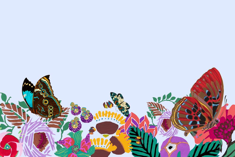 E.A. Séguy's butterflies background, editable vintage insect illustration, remixed by rawpixel