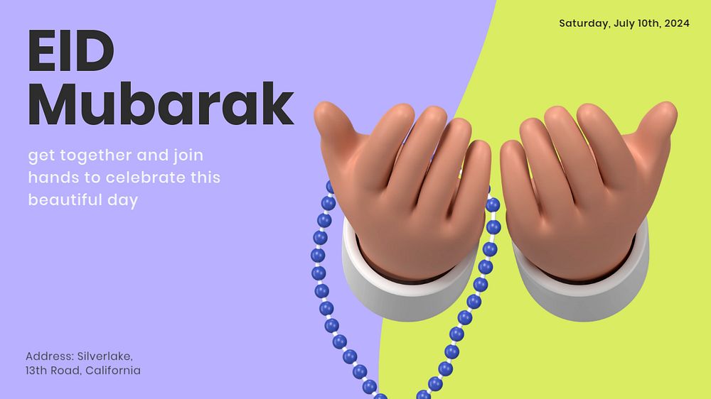 Eid mubarak blog banner template, customizable design