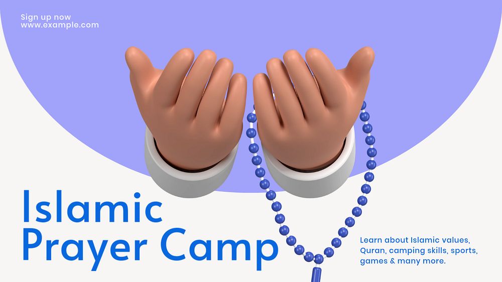 Islamic prayer camp blog banner template, customizable design