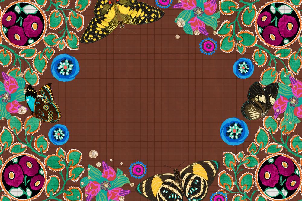 EA. Séguy's botanical background, editable flowers and butterflies frame, remixed by rawpixel