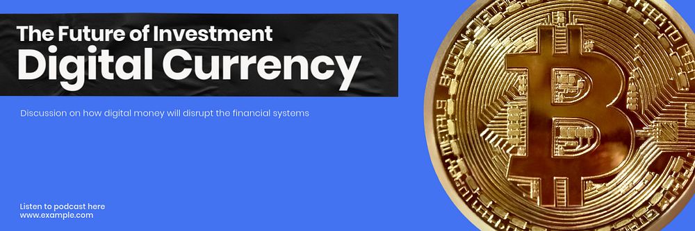 Digital currency email header template, editable text and design