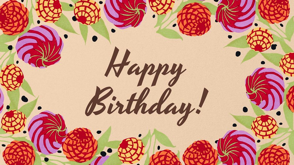 Happy Birthday blog banner template, editable E.A. Séguy’s famous artwork, remixed by rawpixel