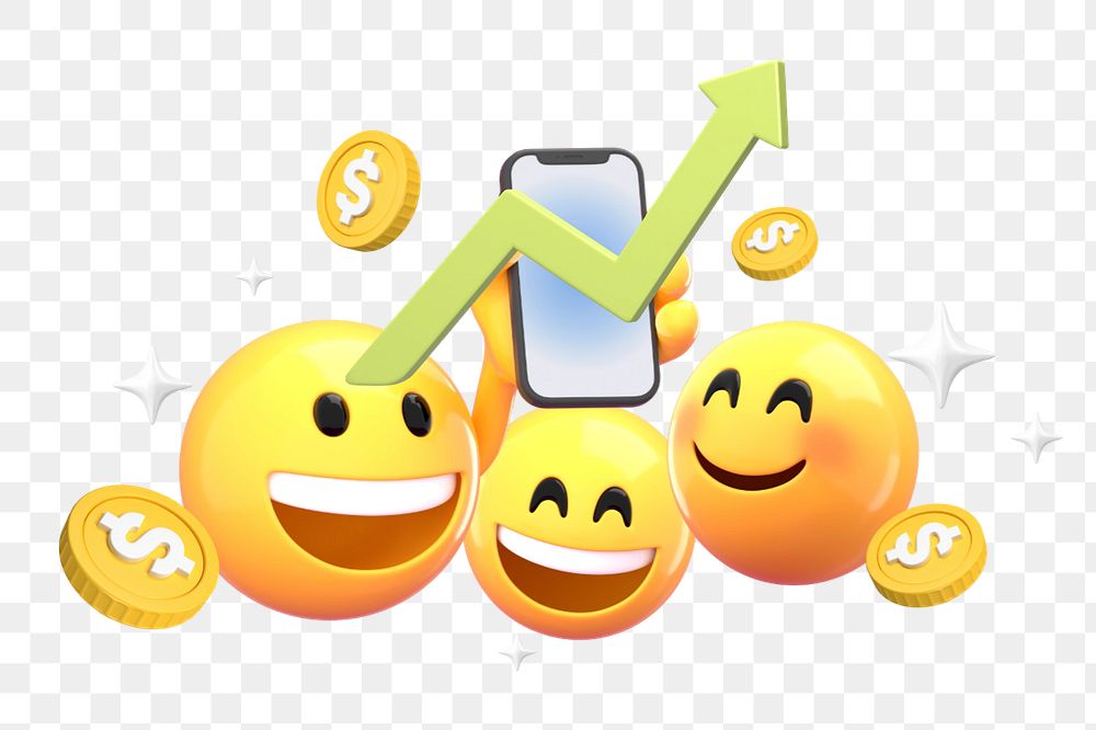 Online investing emoji  sticker, 3D emoticon editable design