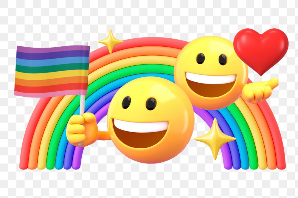 Rainbow LGBT  sticker, 3D emoticon editable design