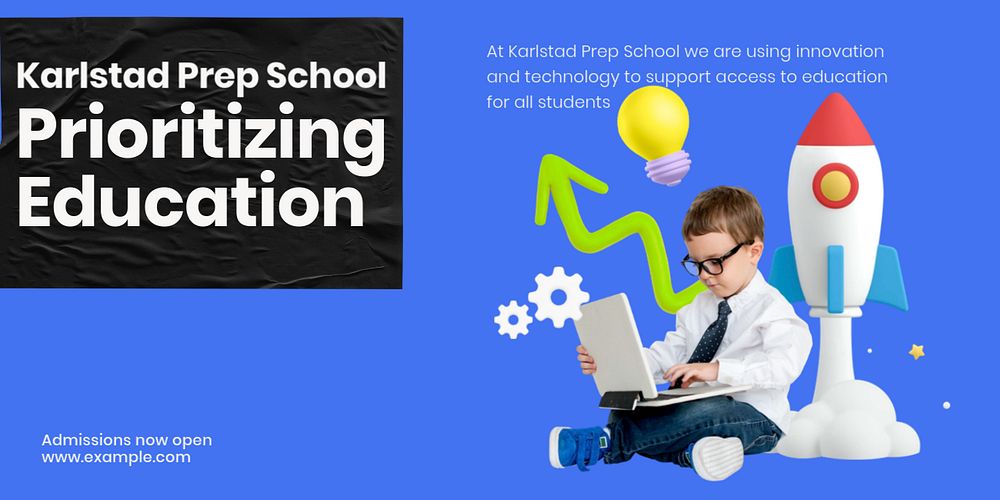 Prioritizing education Twitter ad template, editable design