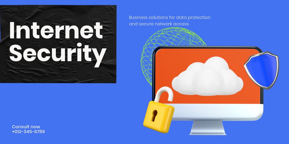 Internet security Twitter ad template, editable design