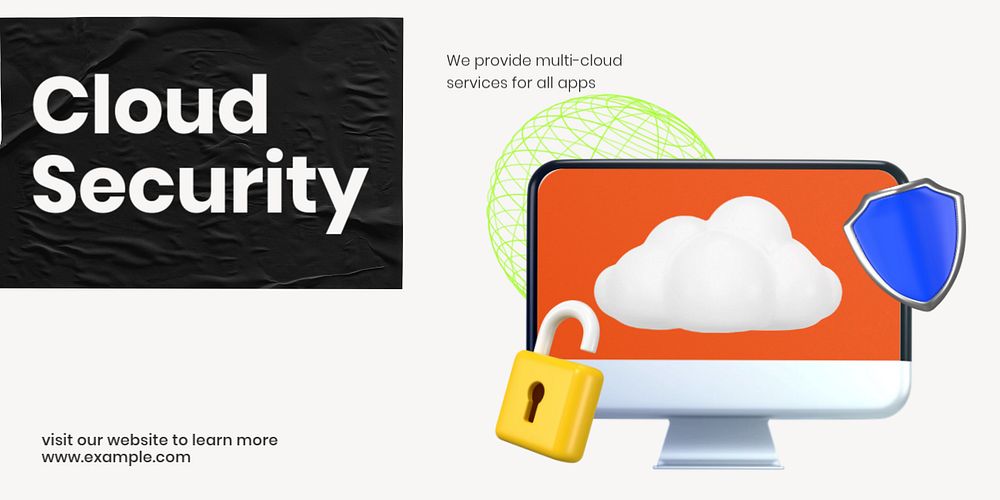 Cloud security Twitter ad template, editable design