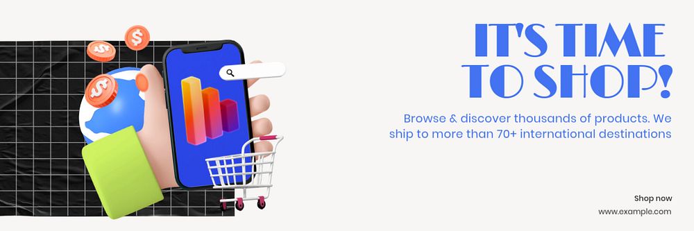 E-commerce online shopping email header template, editable text and design
