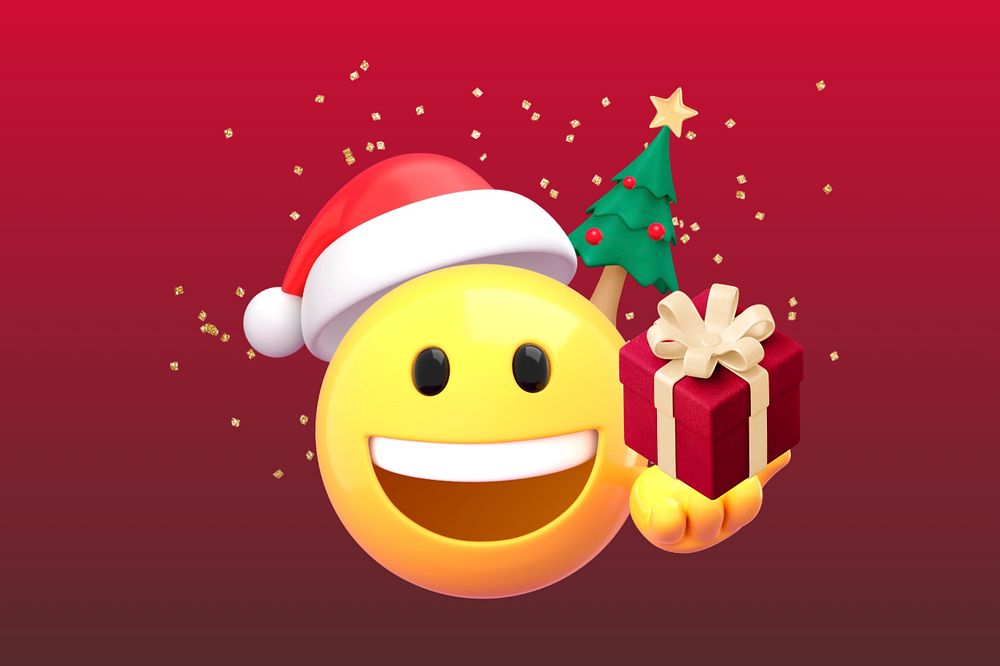 3D Santa emoticon background, Christmas emoji editable design