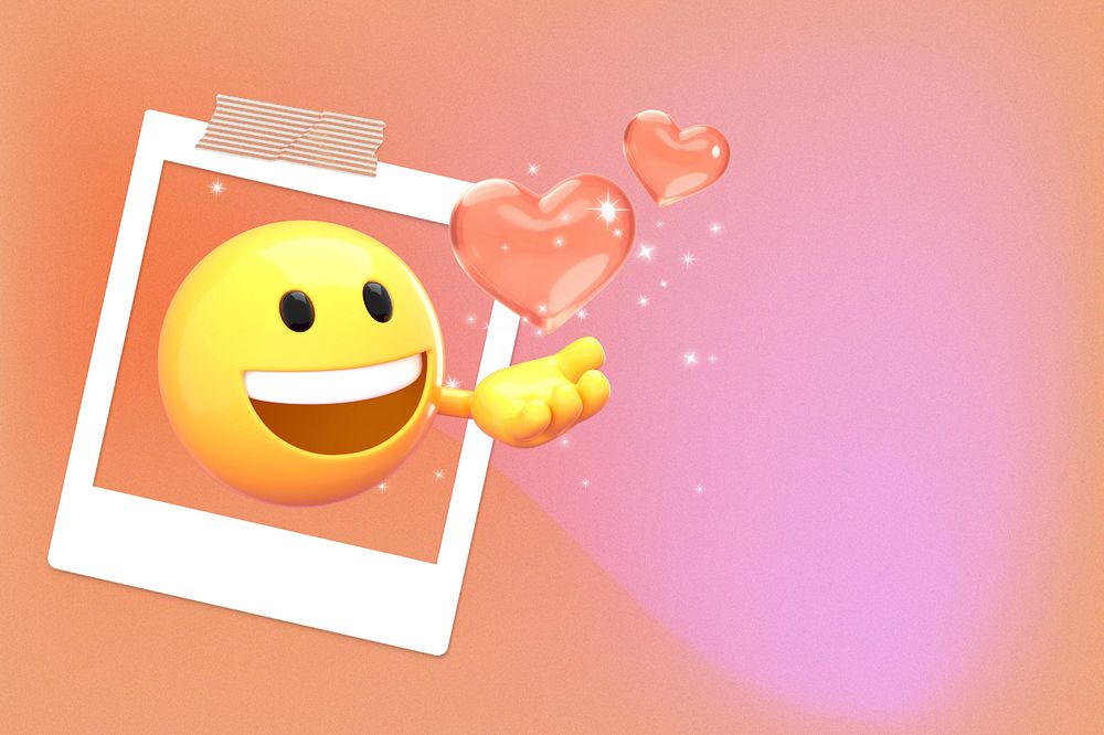 Love 3D emoticon background, Valentine's Day emoji editable design