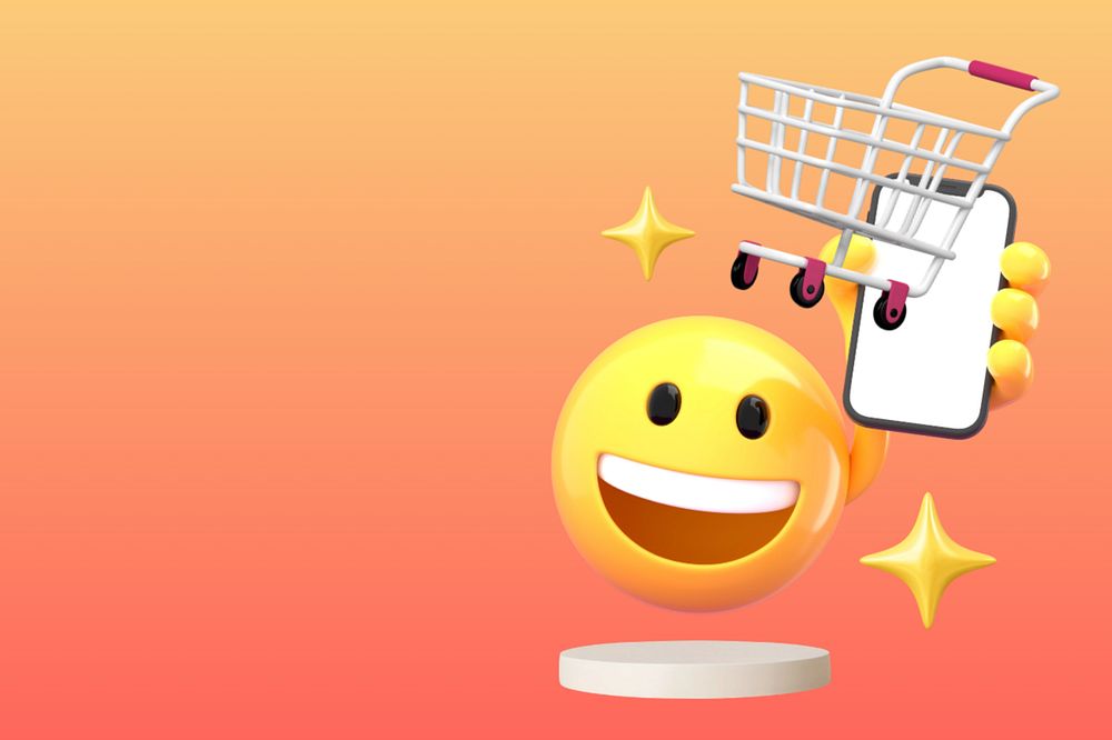 E-commerce 3D emoticon background, online sh editable design