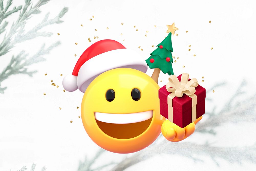 Christmas Santa emoticon background, 3D emoji editable design