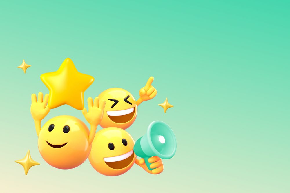 Green marketing background, 3D emoji editable design