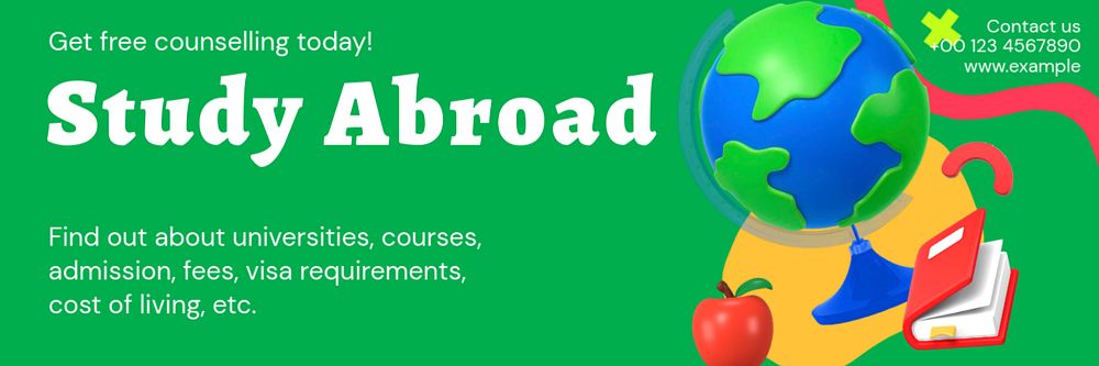 Study abroad counseling email header template, customizable design