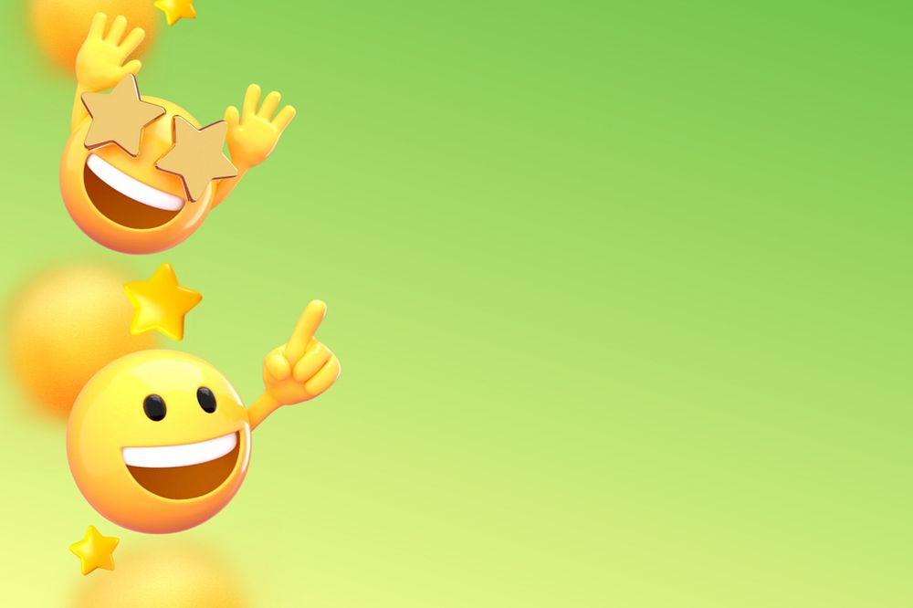 Emoticons green border background, 3D emoji editable design