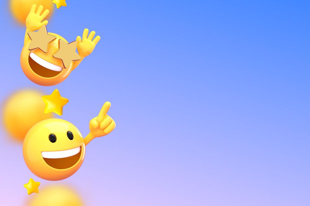 3D emoticons blue border background, emoji editable design