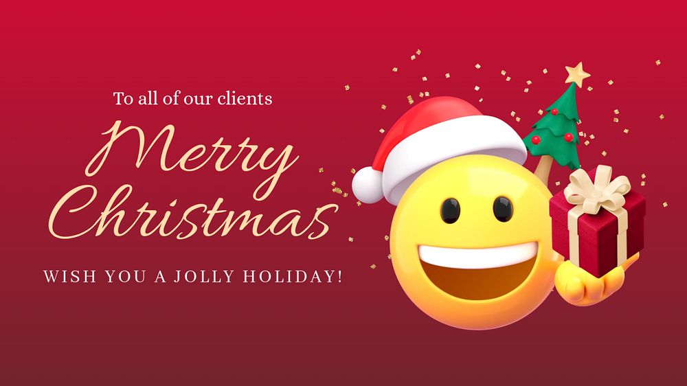 Christmas greetings blog banner template, 3D emoticon editable design 