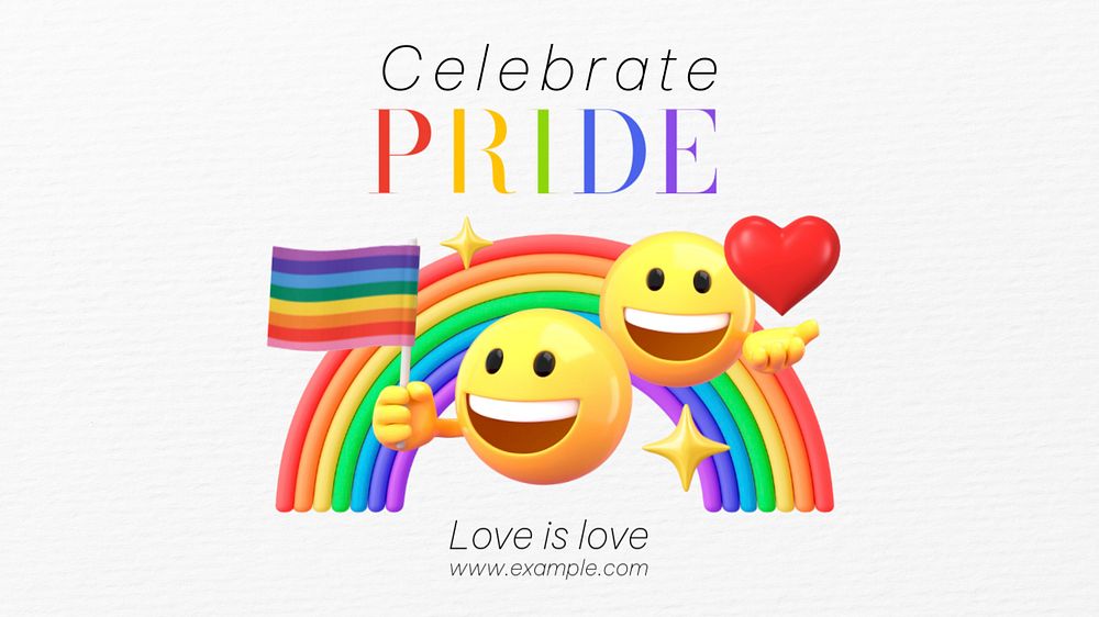 LGBT pride blog banner template, 3D emoticon editable design 
