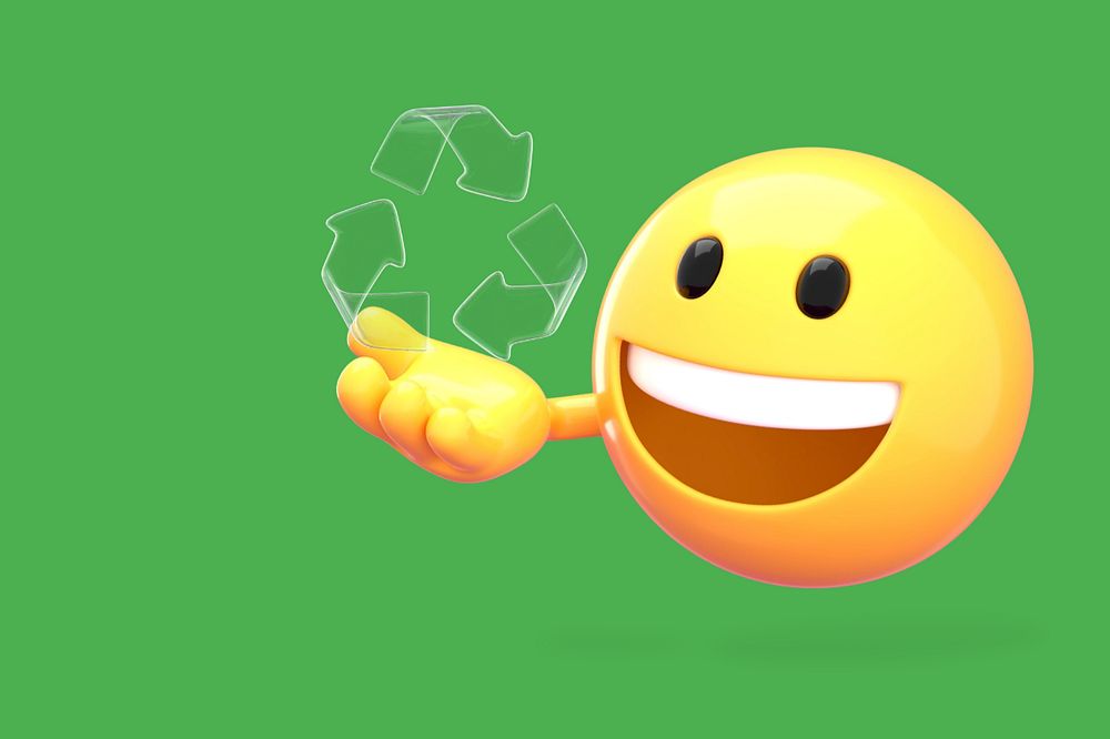Reuse 3D emoticon background, green editable design