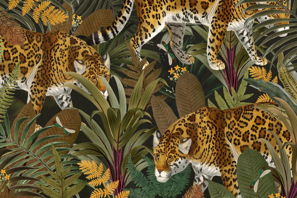 Jaguar tiger pattern background, wildlife illustration, editable design