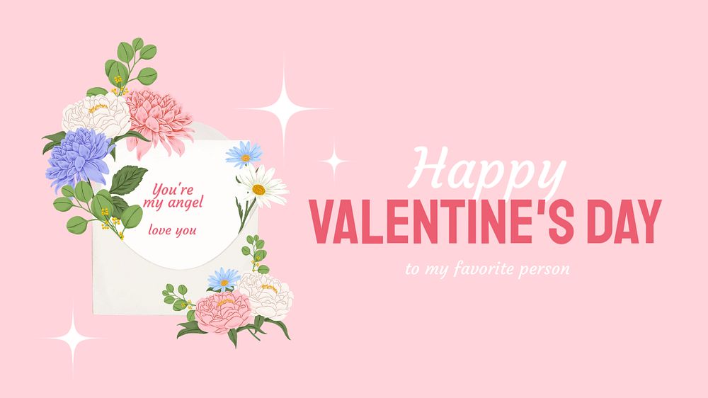 Valentine's greeting blog banner template, editable digital painting remix