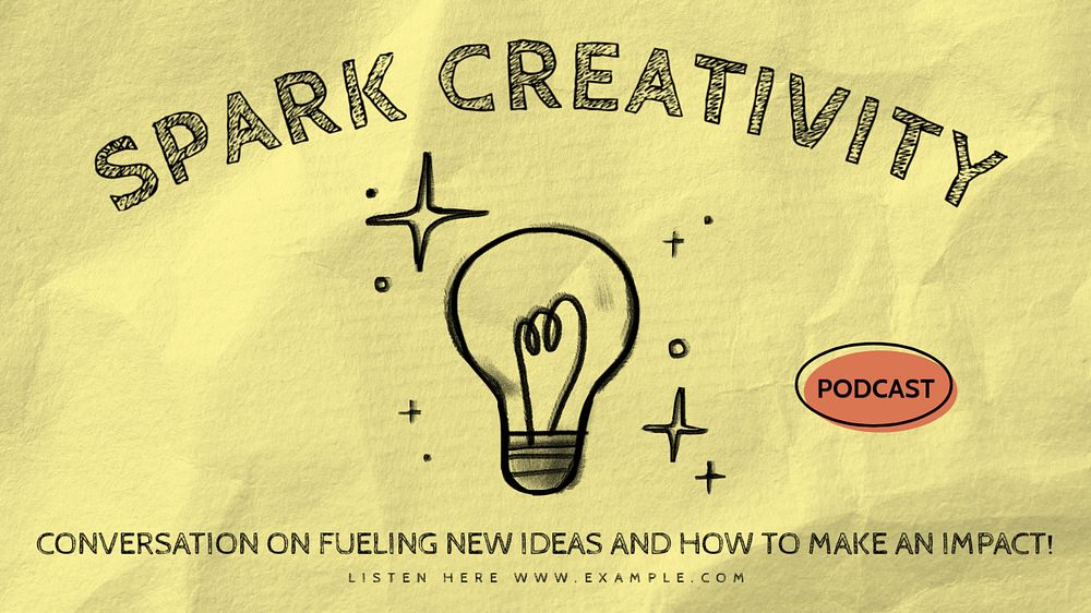 Spark creativity podcast blog banner template, editable text & design