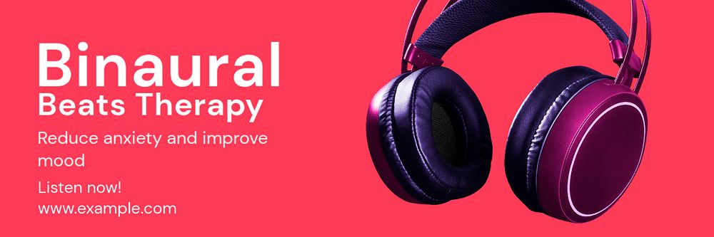 Binaural beats therapy email header template, customizable design