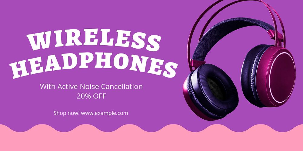 Wireless headphone Twitter ad template, editable text & design