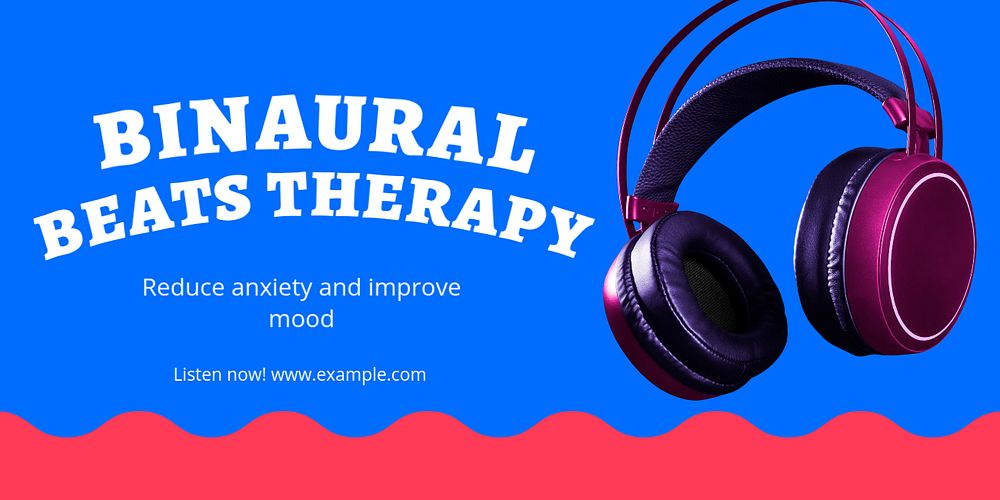 Binaural beats therapy Twitter ad template, editable text & design