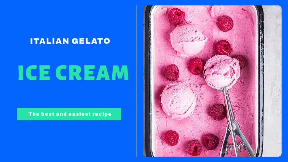 Gelato ice cream blog banner template, editable text & design