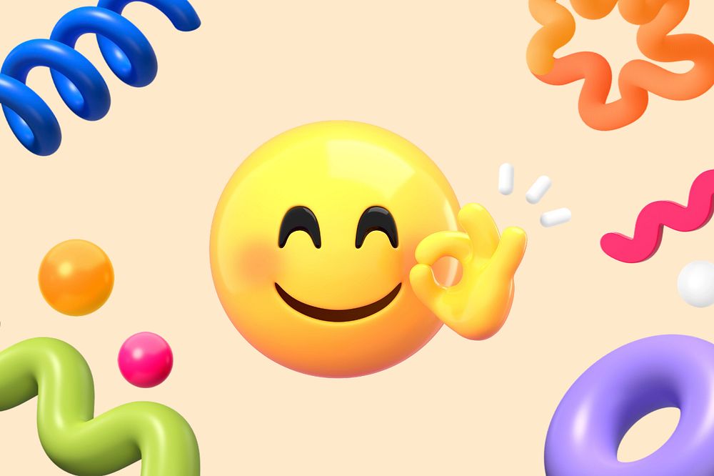 OK emoticon background, 3D emoji editable design