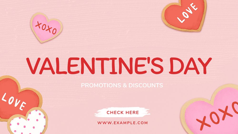 Valentine's promotion blog banner template, editable digital painting remix