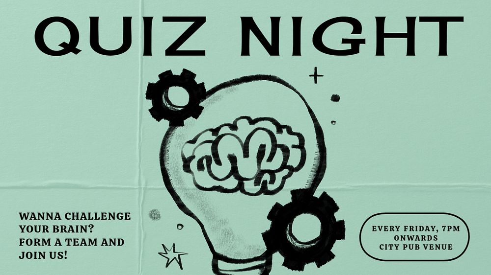 Quiz night blog banner template, editable text & design