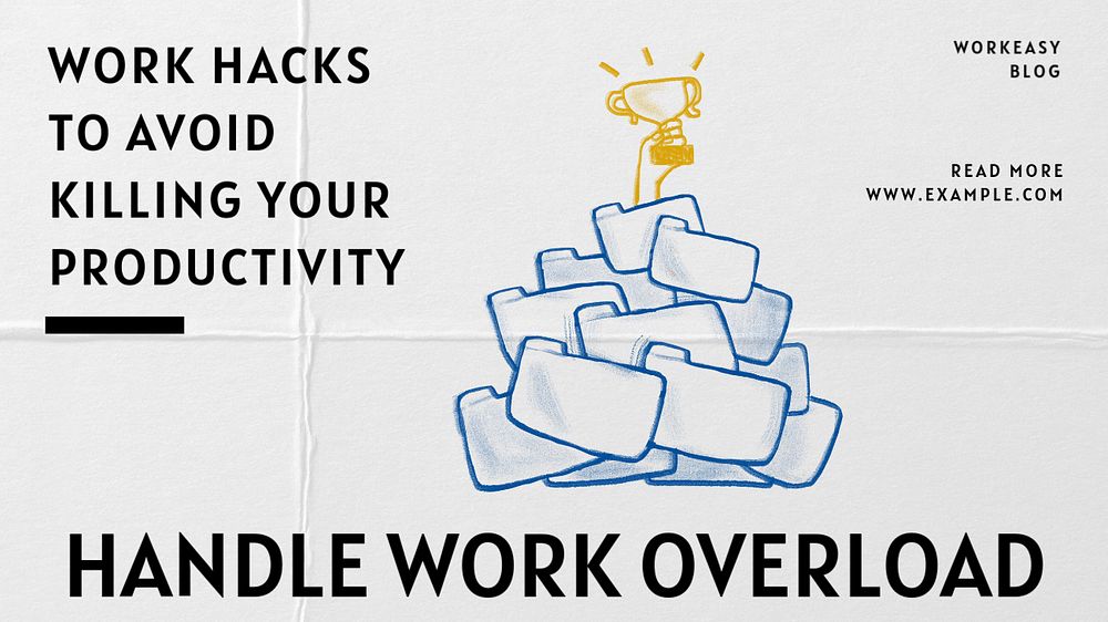 Work overload blog banner template, editable text & design