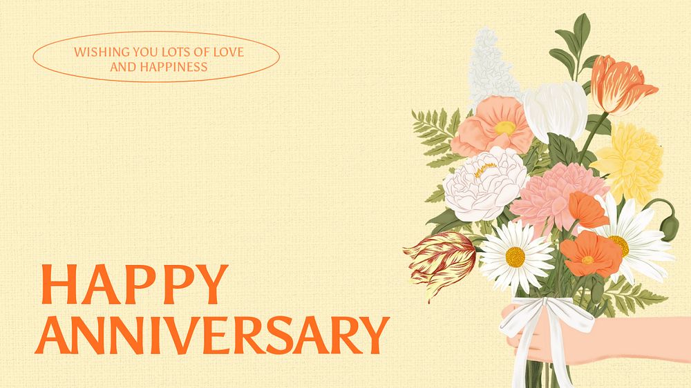 Happy anniversary blog banner template, editable digital painting remix