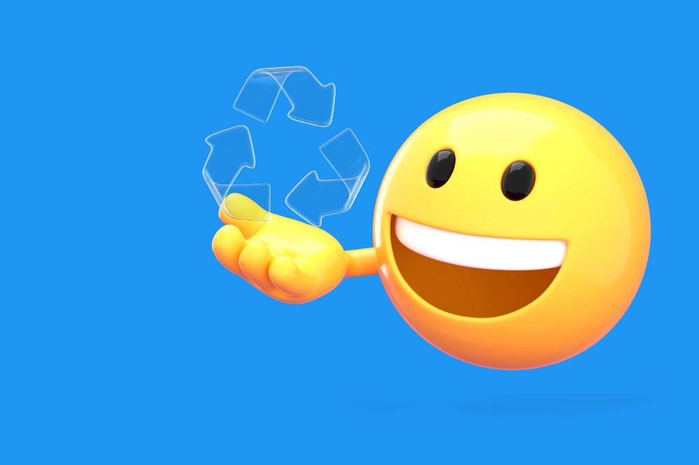 Recycle 3D emoticon background, blue editable design