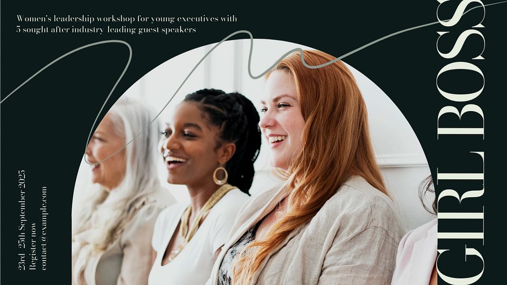 Woman's leadership workshop blog banner template, editable design