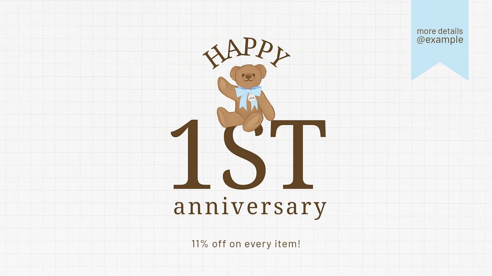 Anniversary promotion blog banner template, editable digital painting remix