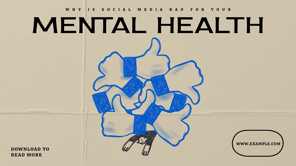 Mental health blog banner template, editable text & design