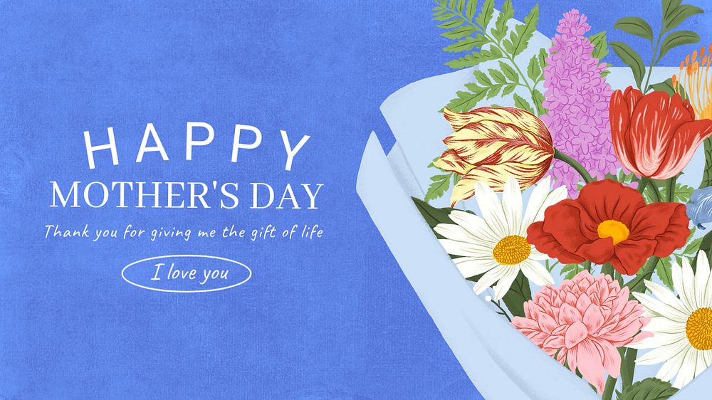 Happy Mother's day banner template, editable digital painting remix