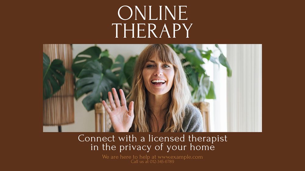 Online therapy Facebook cover template, editable design